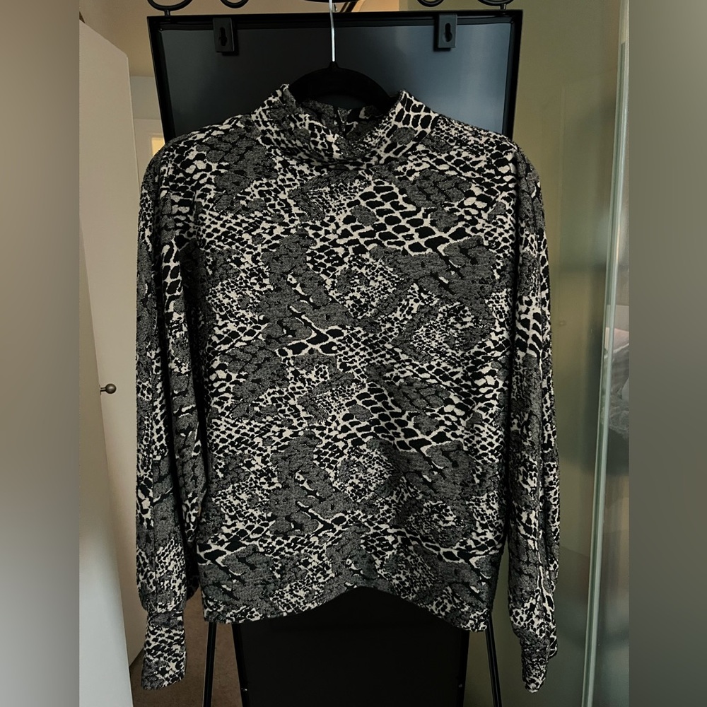 Black, Gray and White Animal Print Sweater